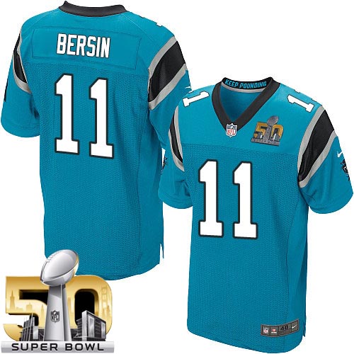 Men's Elite Brenton Bersin Super Bowl L Nike Jersey Blue Alternate - #11 NFL Carolina Panthers